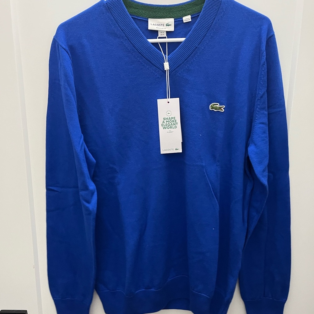 Lacoste Men's Royal Blue V-Neck Sweater